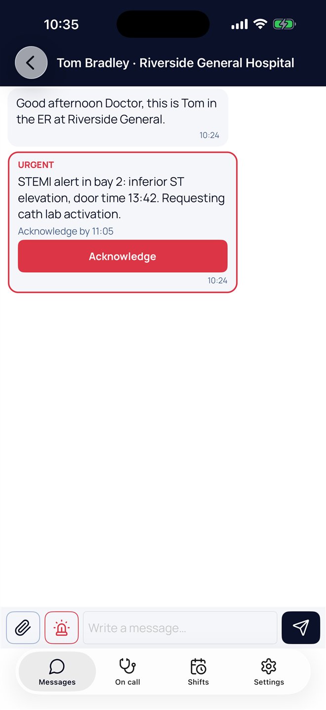 An urgent message waiting for acknowledgement
